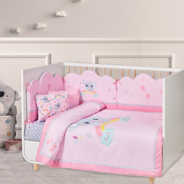 Κουβερλί Κούνιας Das Baby 4934 Grey- Pink 110x150