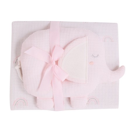 Κουβέρτα Αγκαλιάς Πικέ Das Baby 4957 Grey- Pink- White 75x100