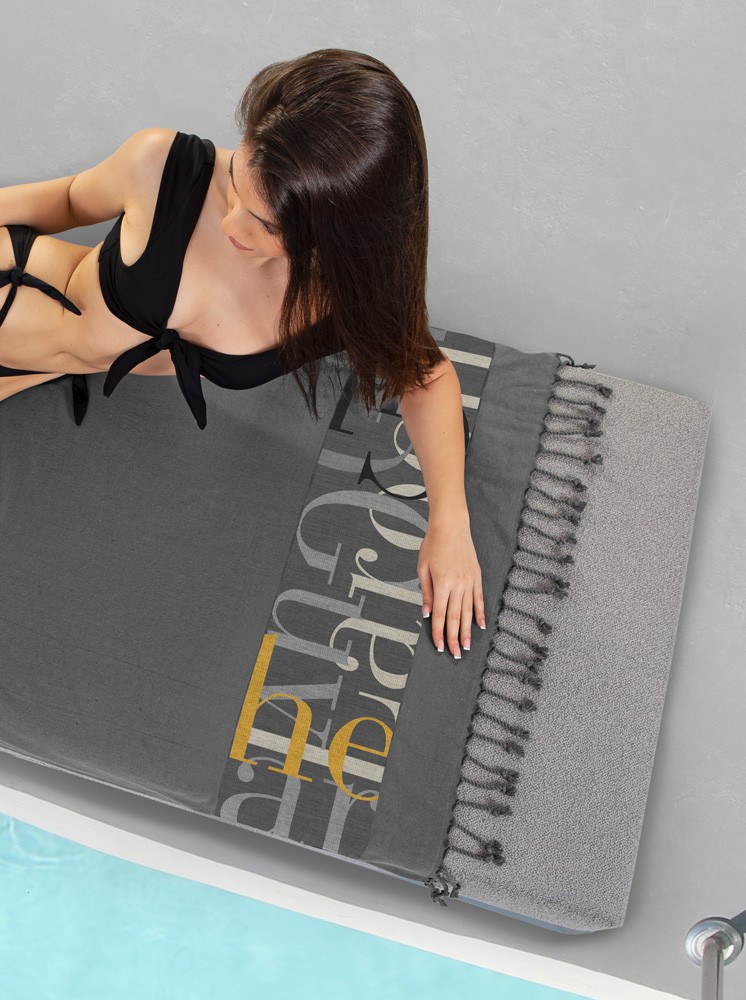 Πετσέτα Θαλάσσης - Παρεό Guy Laroche Pestemal 25 Anthracite 90x170