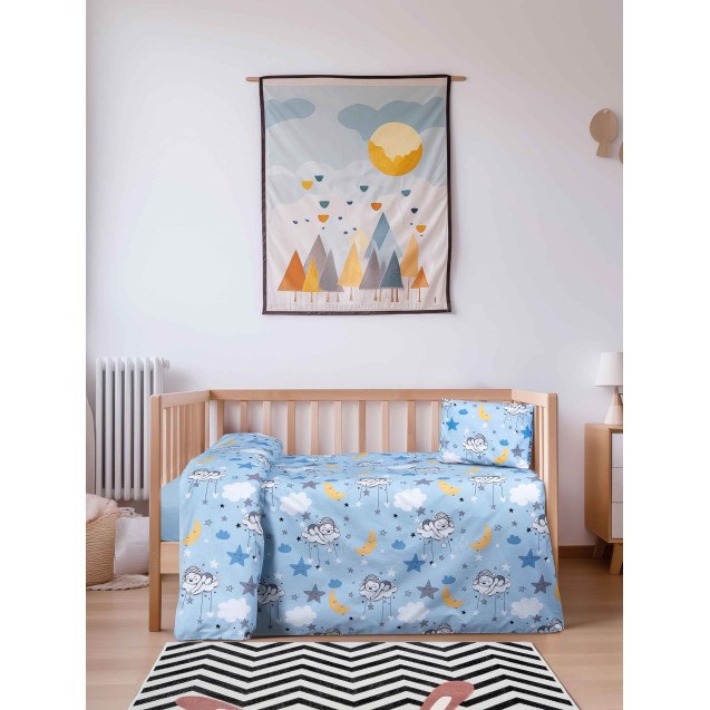 Σετ Σεντόνια Κούνιας 3 Τεμαχίων Madi Bluesky...