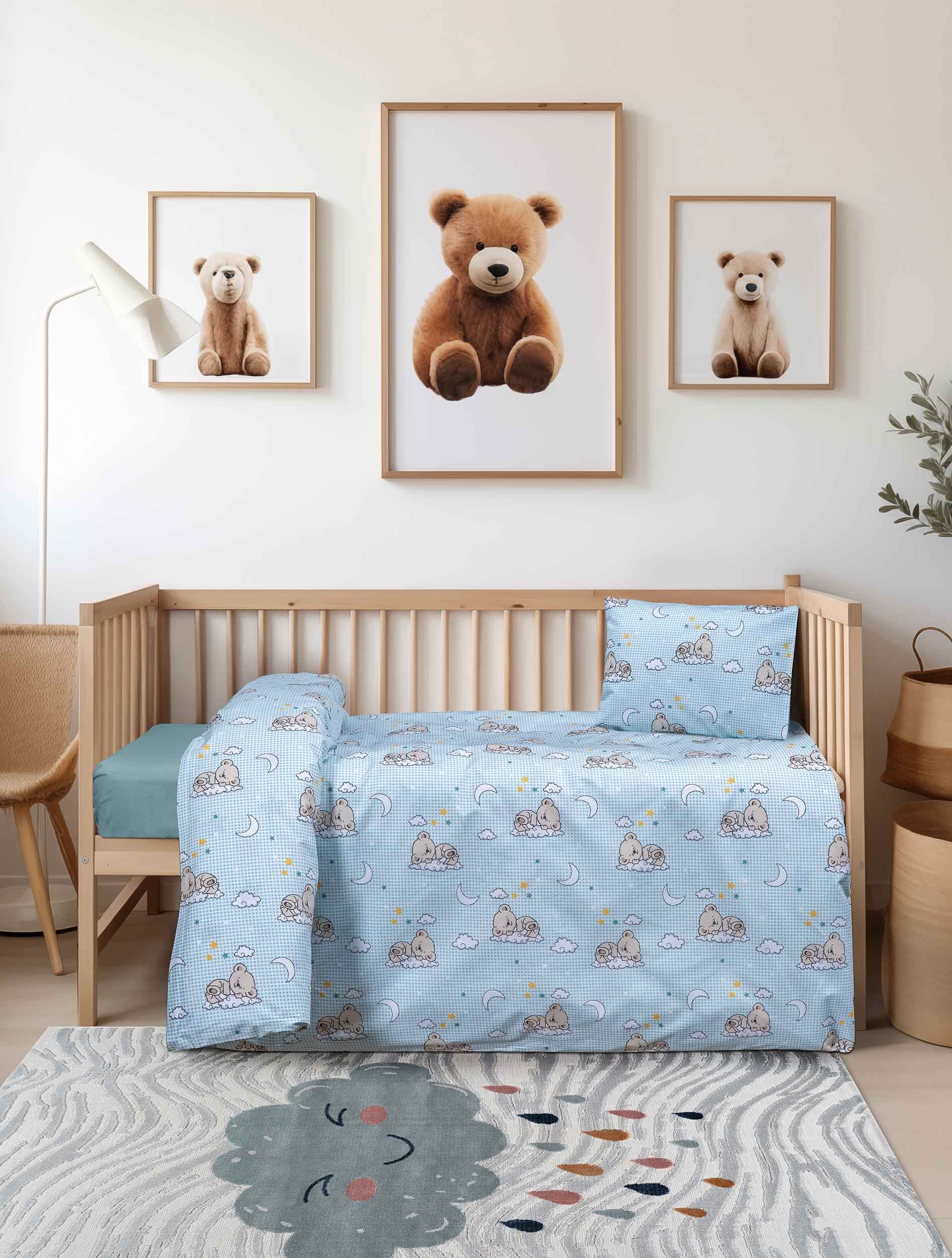 Σετ Σεντόνια Κούνιας 3 Τεμαχίων Madi Bearly 120x170