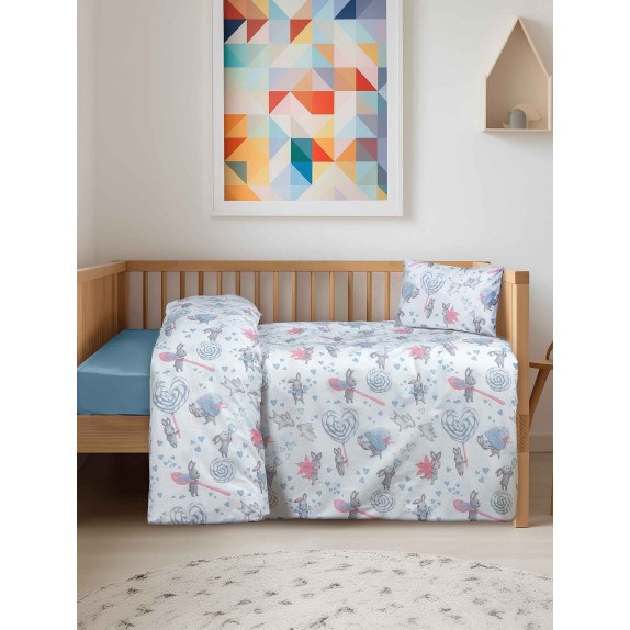 Σετ Σεντόνια Κούνιας 3 Τεμαχίων Madi Heartbeat 120x170