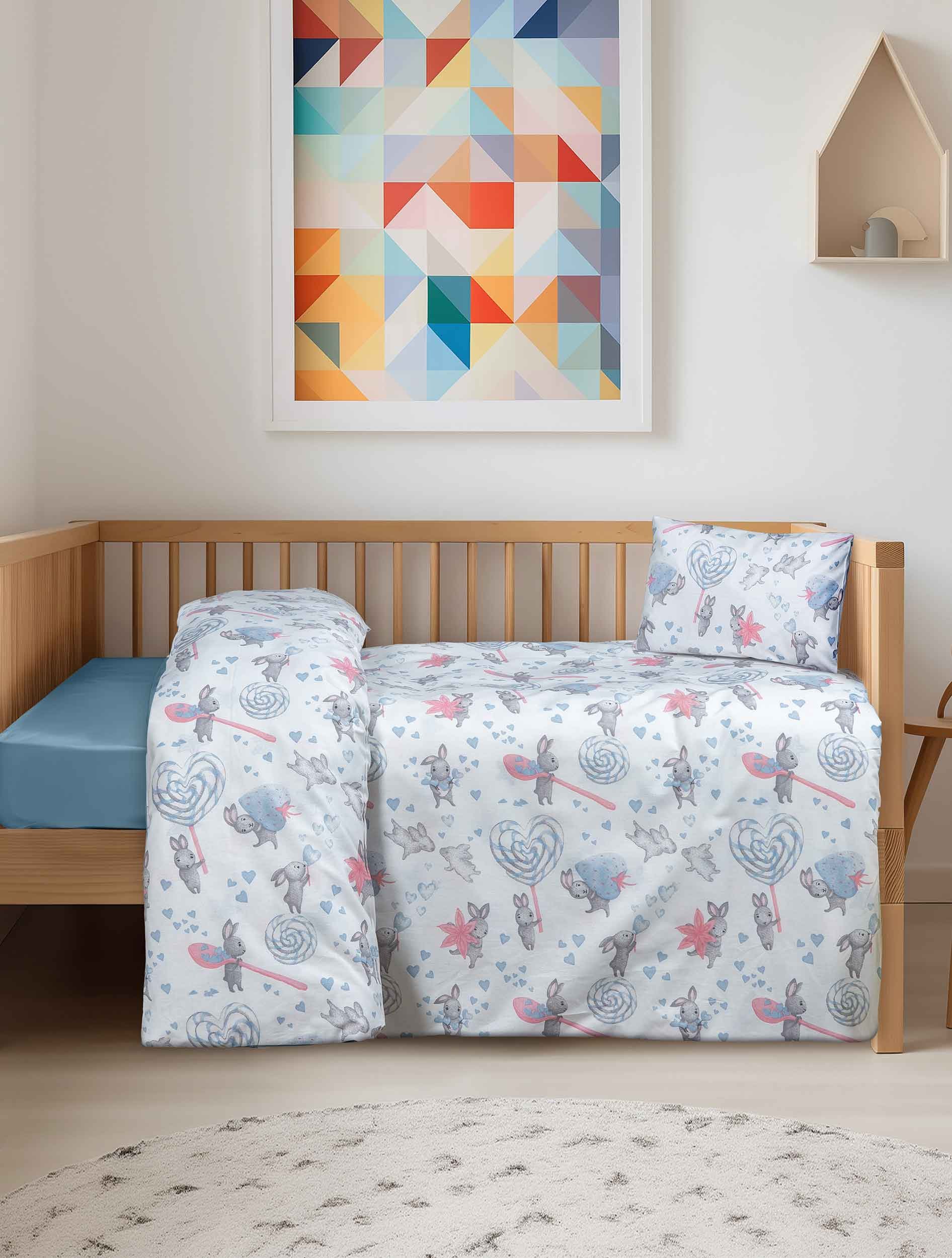 Σετ Σεντόνια Κούνιας 3 Τεμαχίων Madi Heartbeat 120x170