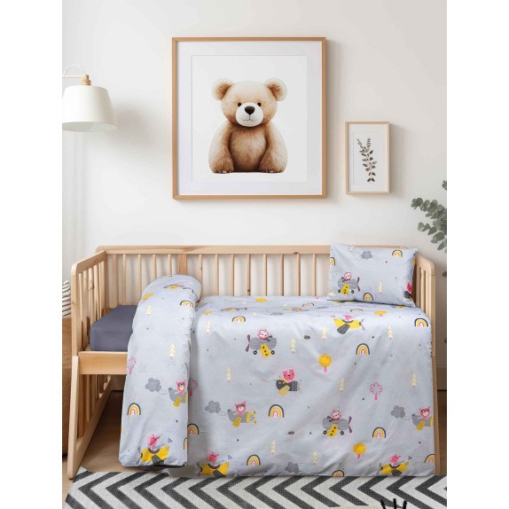 Σετ Σεντόνια Κούνιας 3 Τεμαχίων Madi Helicopter 120x170