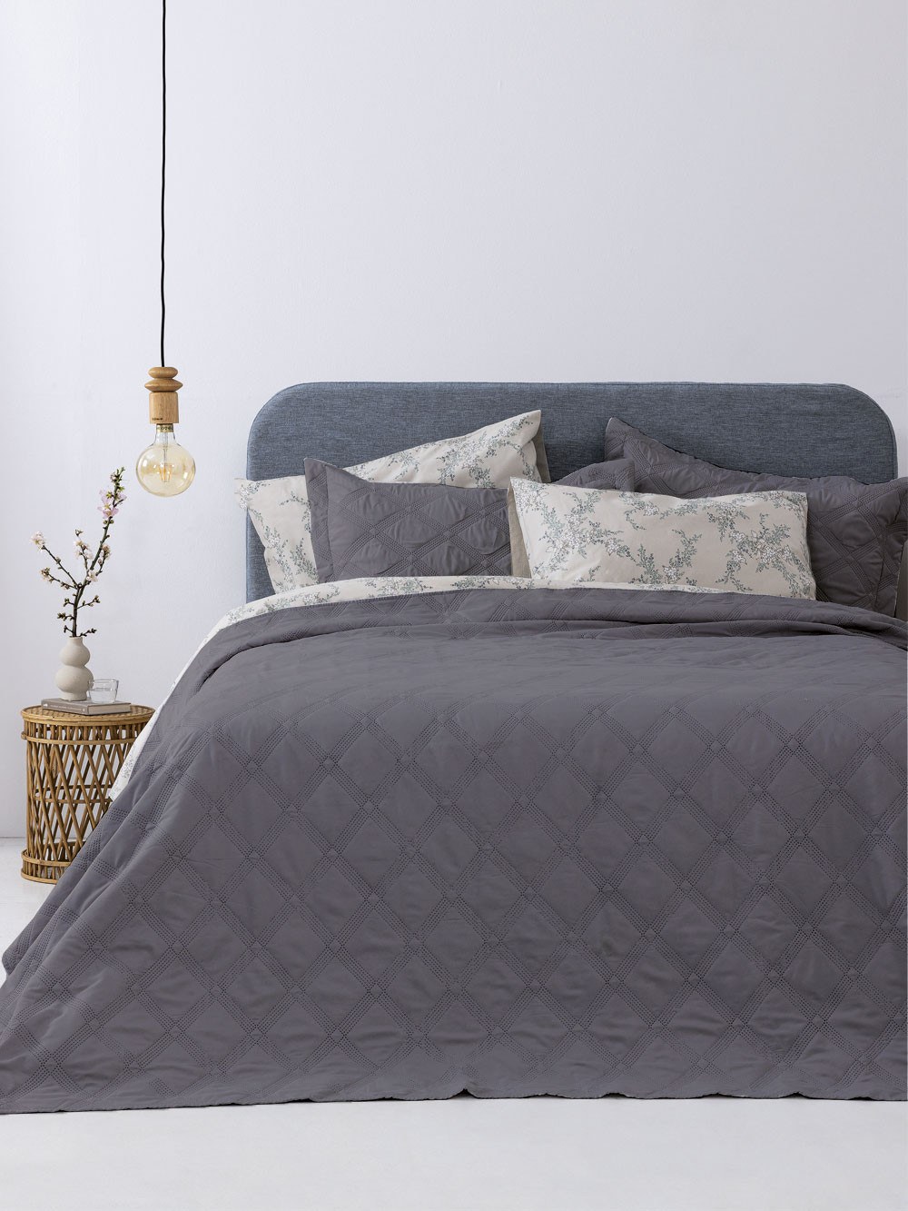 Σετ Κουβερλί Ημίδιπλο 2 Τεμαχίων Palamaiki Ifigeneia Grey 180x240
