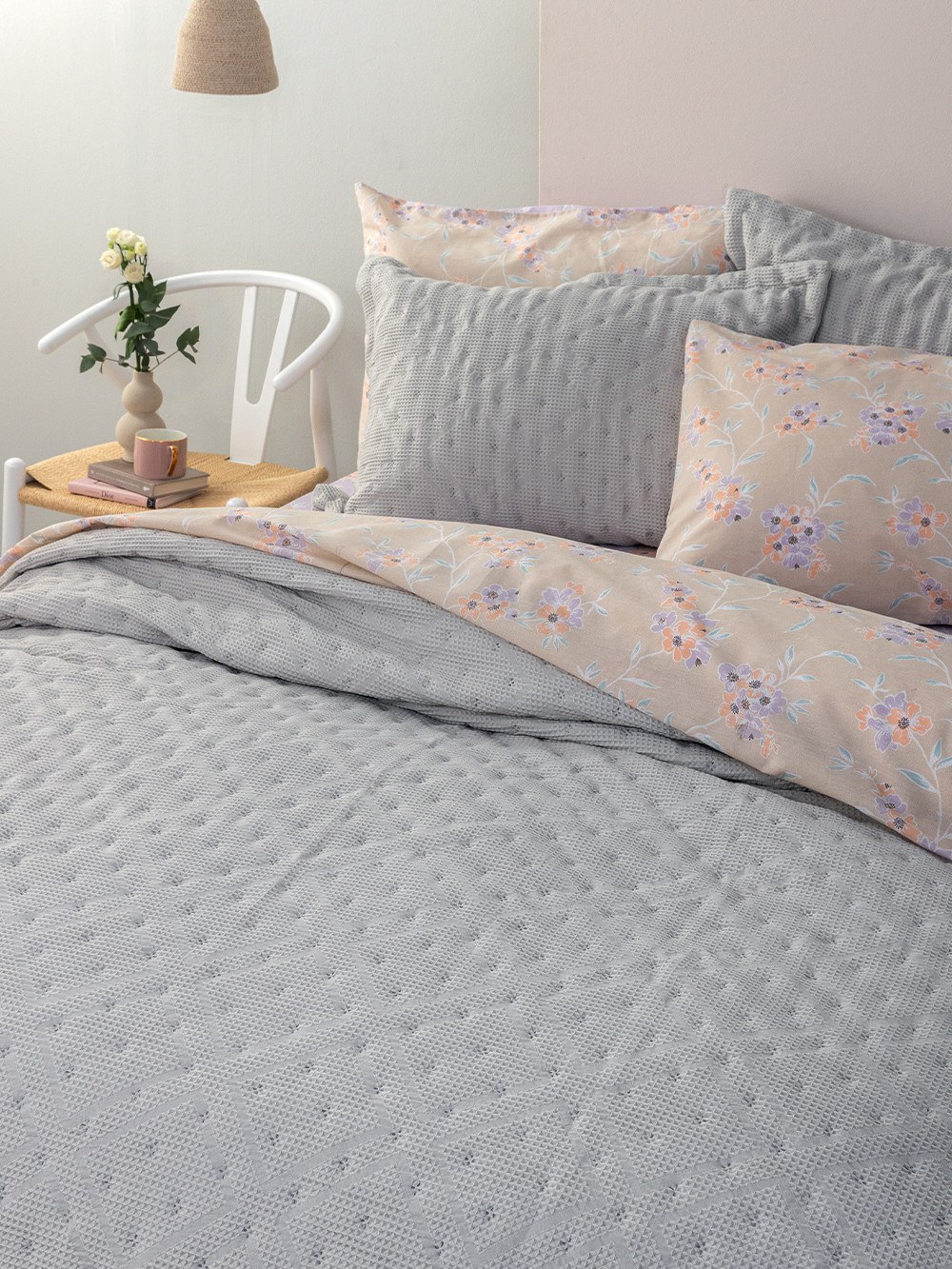 Κουβερλί Υπέρδιπλο Palamaiki Alison Grey 220x240