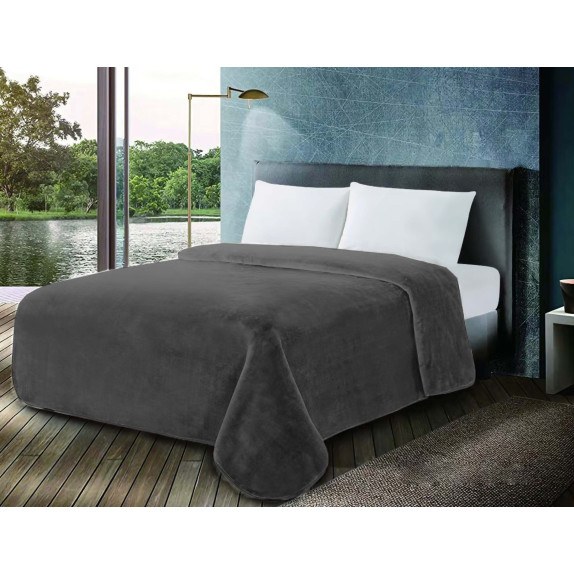 Κουβέρτα Anesis Βελουτέ 600gr Μονή 160x220 Chateua Grey