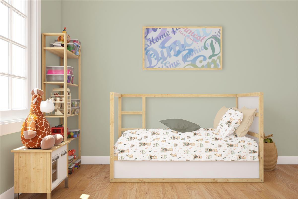 Σεντόνι Κούνιας με Λάστιχο Dimcol Cloudy Bear 581 70x140+15 White-Olive