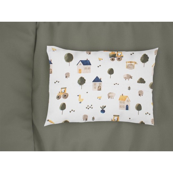 Βρεφική Μαξιλαροθήκη Dimcol Village 579 35x45 White-Green