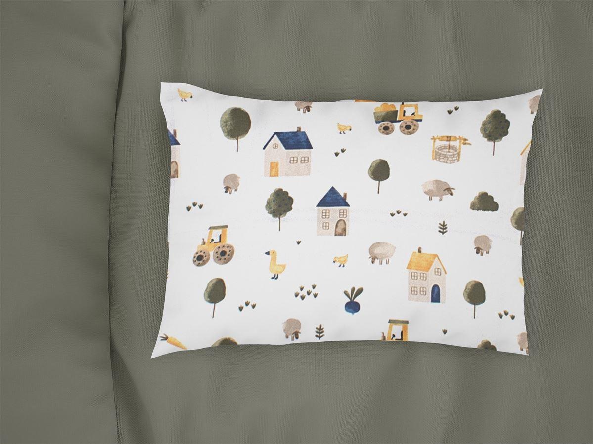 Dimcol Βρεφική Μαξιλαροθήκη Dimcol Village 579 35x45 White-Green