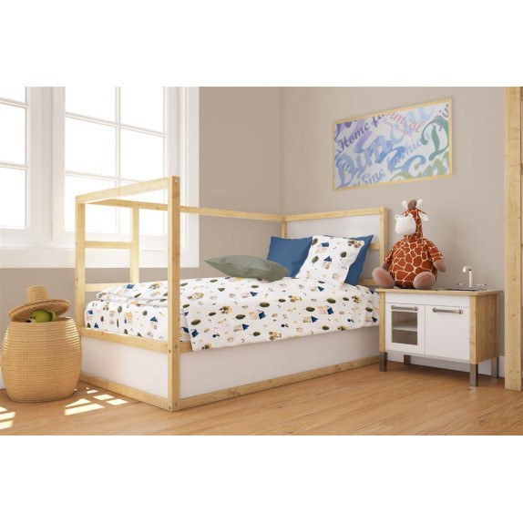 Πάπλωματοθήκη Κούνιας Dimcol Village 579 120x160 White-Green