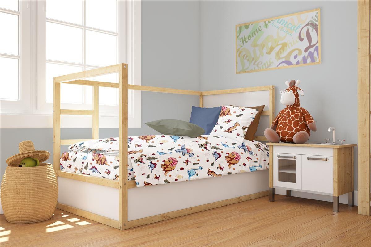 Κουβέρτες, Παπλώματα Anesis Home - ΣΗΜΑΝΤΙΚΟ: Σε περίπτωση διαφοράς τιμής από το κατάστημα ισχύει παντα και μόνο η τιμή του καταστήματος Πάπλωματοθήκη Κούνιας Dimcol Dinosaur 519 120x160 White