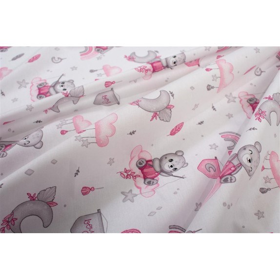 Σεντόνι Λίκνου Dimcol Cloudy Bear 582 80x110 White-Pink