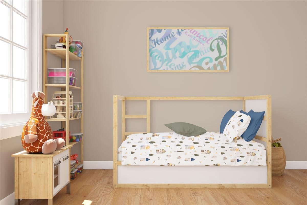 Σετ Σεντόνια Κούνιας 3 Τεμαχίων Dimcol Village 579 120x160 White-Green