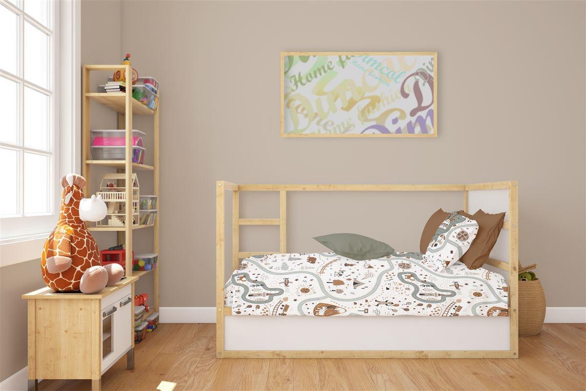 Σετ Σεντόνια Κούνιας 3 Τεμαχίων Dimcol Countryside 580 120x160 White-Mint