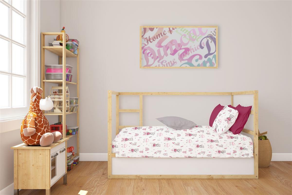 Σετ Σεντόνια Κούνιας 3 Τεμαχίων Dimcol Cloudy Bear 582 120x160 White-Pink