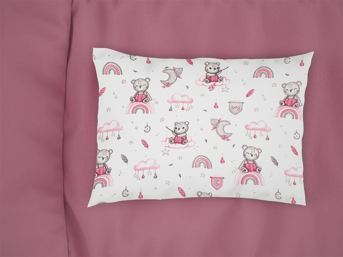 Dimcol Βρεφική Μαξιλαροθήκη Dimcol Cloudy Bear 582 35x45 White-Pink