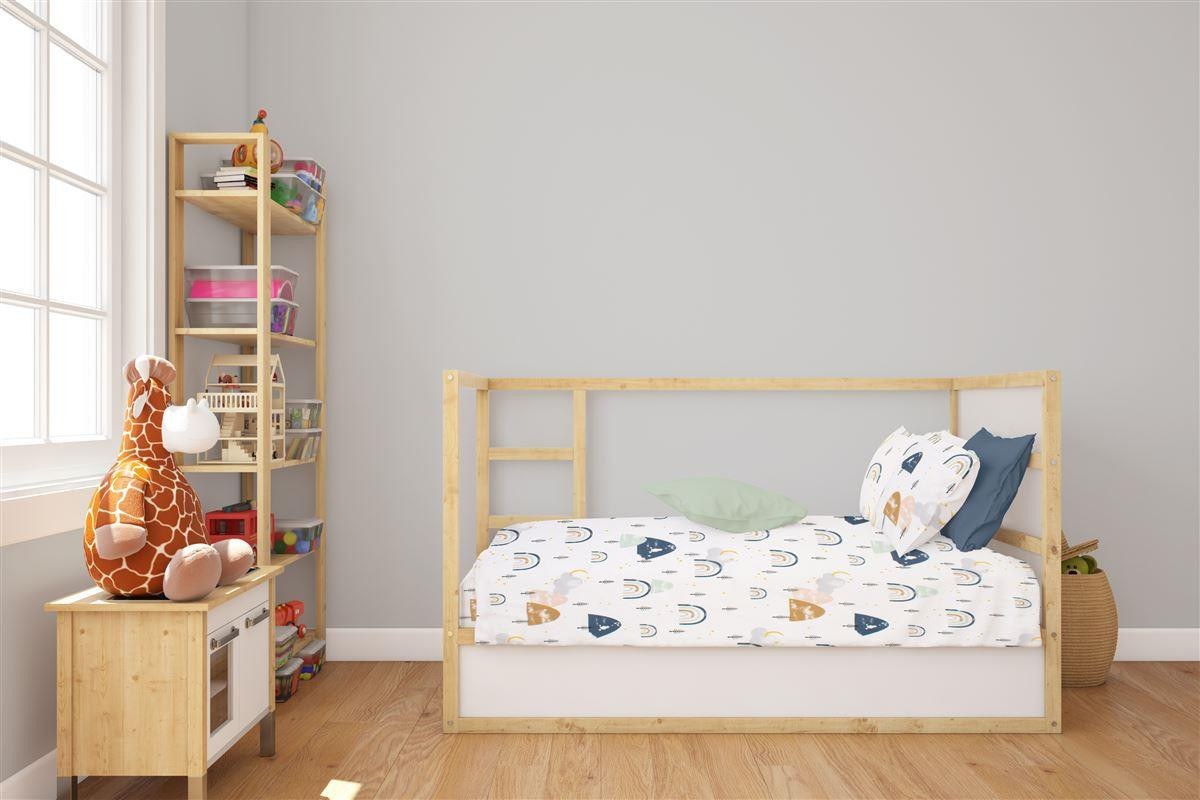 Σεντόνι Κούνιας με Λάστιχο Dimcol Rainbow 574 70x140+15 White-Blue