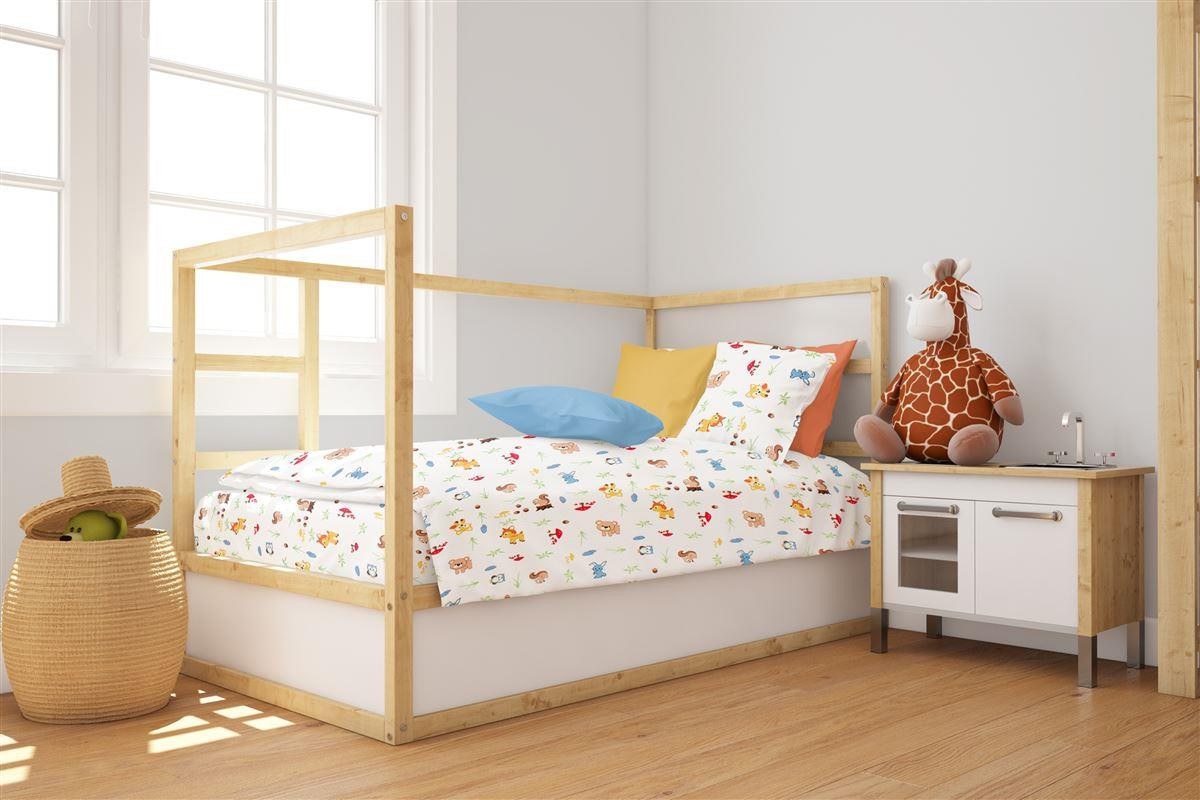 Βρεφικό Πάπλωμα Dimcol Forest Animals 570 120x160 White-Sky Blue