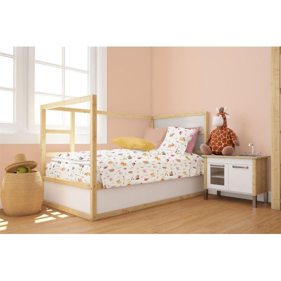 Βρεφικό Πάπλωμα Dimcol Forest Animals 571 120x160 White-Pink