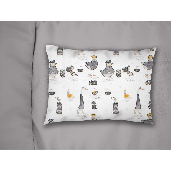 Βρεφική Μαξιλαροθήκη Dimcol Seabirds 578 35x45 White-Grey