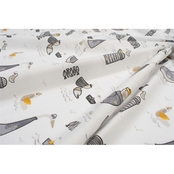 Σεντόνι Λίκνου Dimcol Seabirds 578 80x110 White-Grey