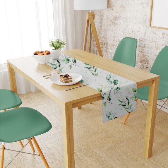 Αλέκιαστη Τραβέρσα Dimcol Ψηφιακής Εκτύπωσης Green Leaves...