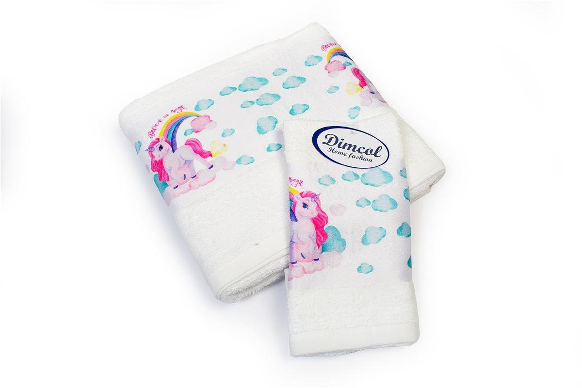 Σετ Βρεφικές Πετσέτες 2 Τεμαχίων Dimcol Magic Unicorn 316 30x50-70x140 White