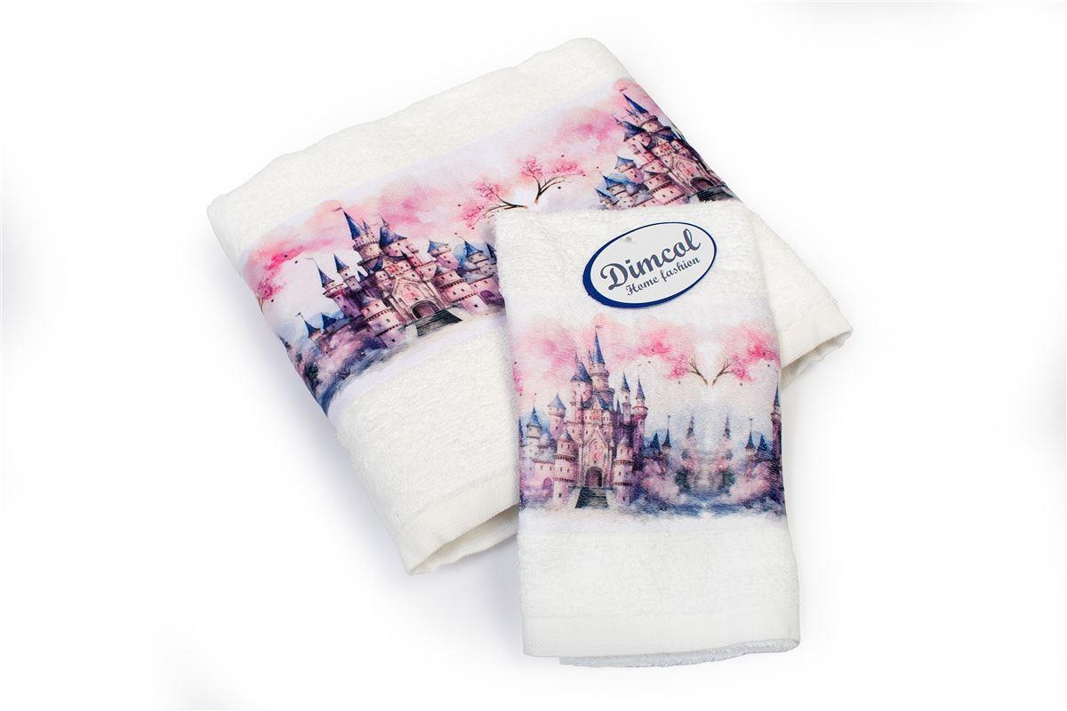 Σετ Βρεφικές Πετσέτες 2 Τεμαχίων Dimcol Fairytale Castle 326 30x50-70x140 White