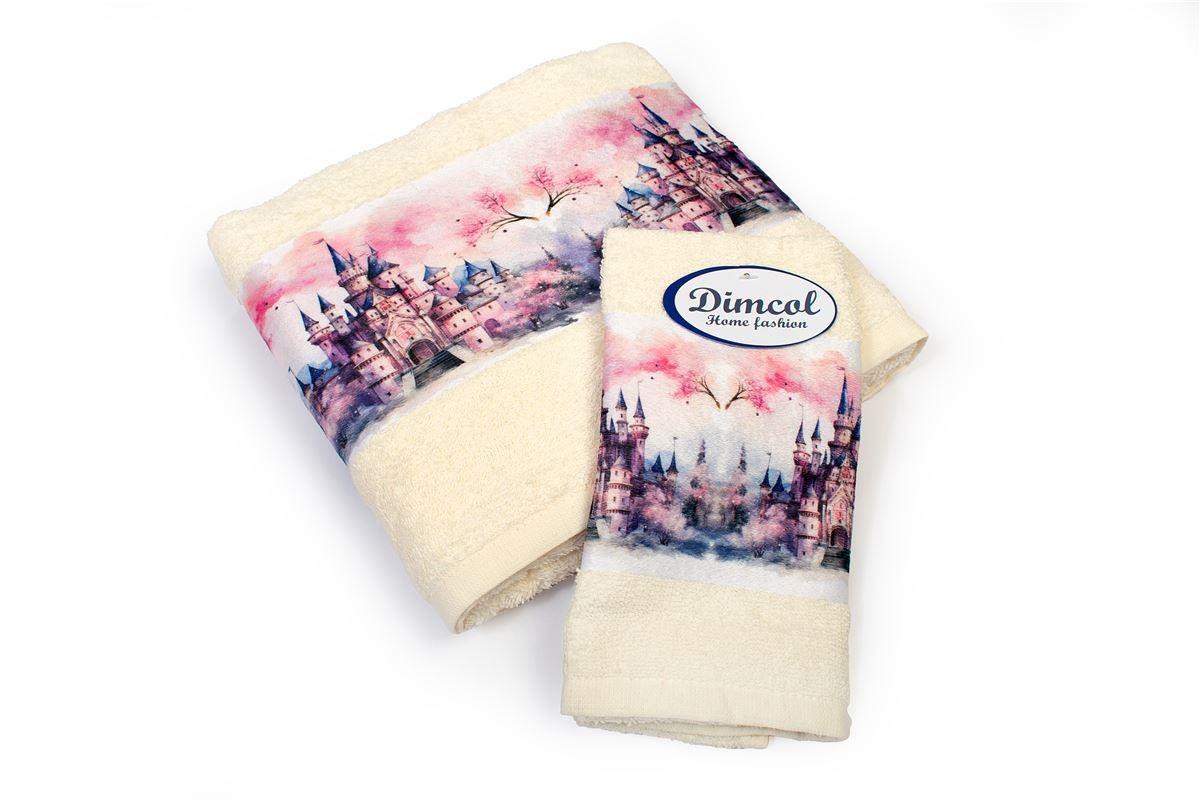 Σετ Βρεφικές Πετσέτες 2 Τεμαχίων Dimcol Fairytale Castle 327 30x50-70x140 Ecru
