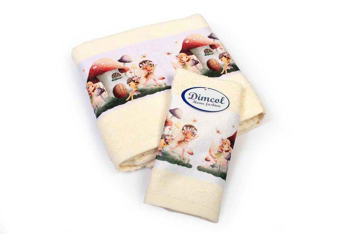 Σετ Βρεφικές Πετσέτες 2 Τεμαχίων Dimcol Fairies 332 30x50-70x140 Ecru