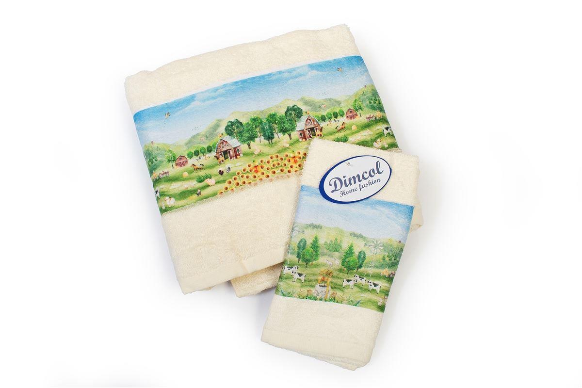 Σετ Βρεφικές Πετσέτες 2 Τεμαχίων Dimcol Farm 341 30x50-70x140 Ecru