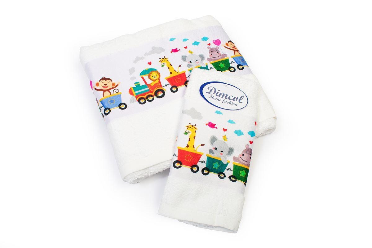Σετ Βρεφικές Πετσέτες 2 Τεμαχίων Dimcol Train 346 30x50-70x140 White