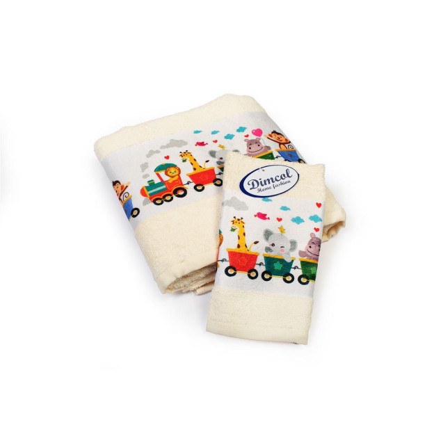 Σετ Βρεφικές Πετσέτες 2 Τεμαχίων Dimcol Train...