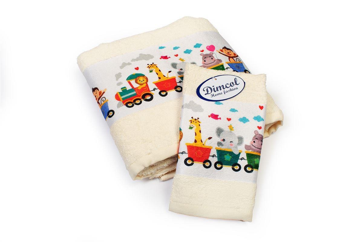 Σετ Βρεφικές Πετσέτες 2 Τεμαχίων Dimcol Train 347 30x50-70x140 Ecru
