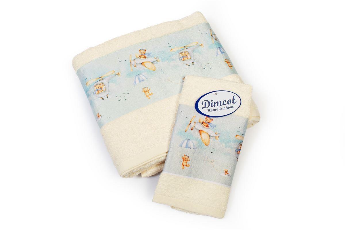 Σετ Βρεφικές Πετσέτες 2 Τεμαχίων Dimcol Helicopter 307 30x50-70x140 Ecru