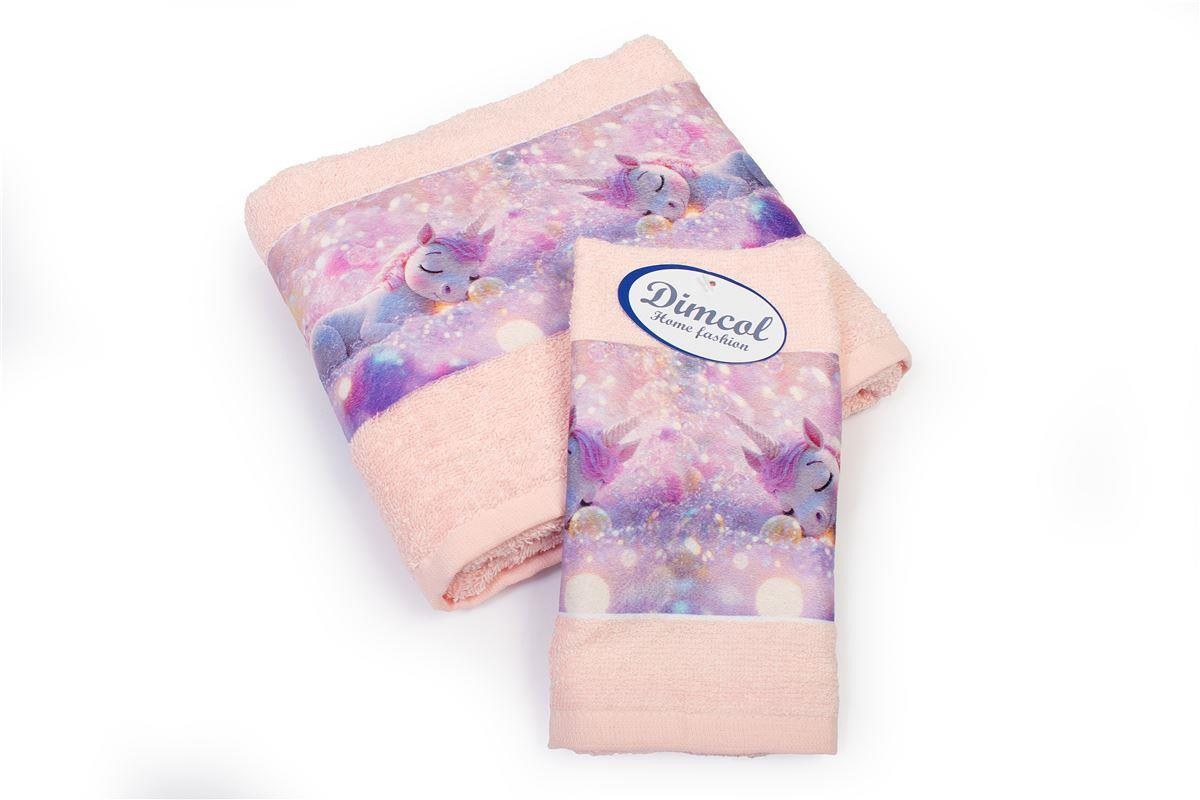 Σετ Βρεφικές Πετσέτες 2 Τεμαχίων Dimcol Dreaming Unicorn 320 30x50-70x140 Pink
