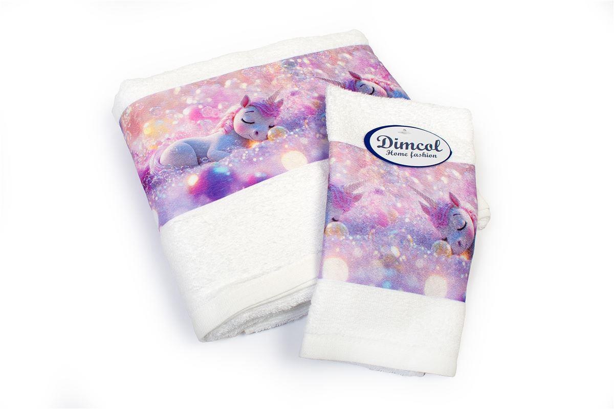 Σετ Βρεφικές Πετσέτες 2 Τεμαχίων Dimcol Dreaming Unicorn 321 30x50-70x140 White
