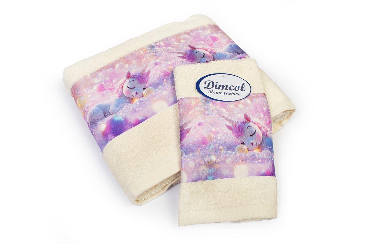 Σετ Βρεφικές Πετσέτες 2 Τεμαχίων Dimcol Dreaming Unicorn 322 30x50-70x140 Ecru