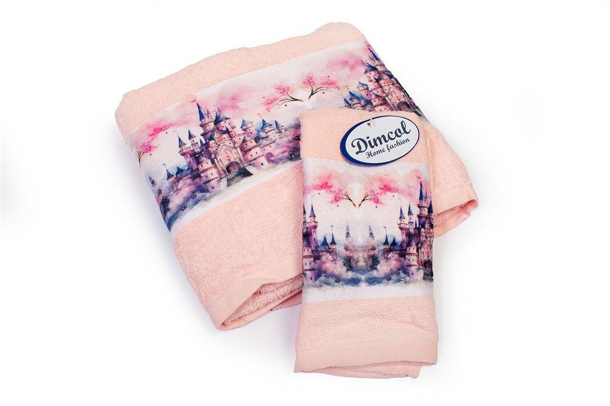 Σετ Βρεφικές Πετσέτες 2 Τεμαχίων Dimcol Fairytale Castle 325 30x50-70x140 Pink