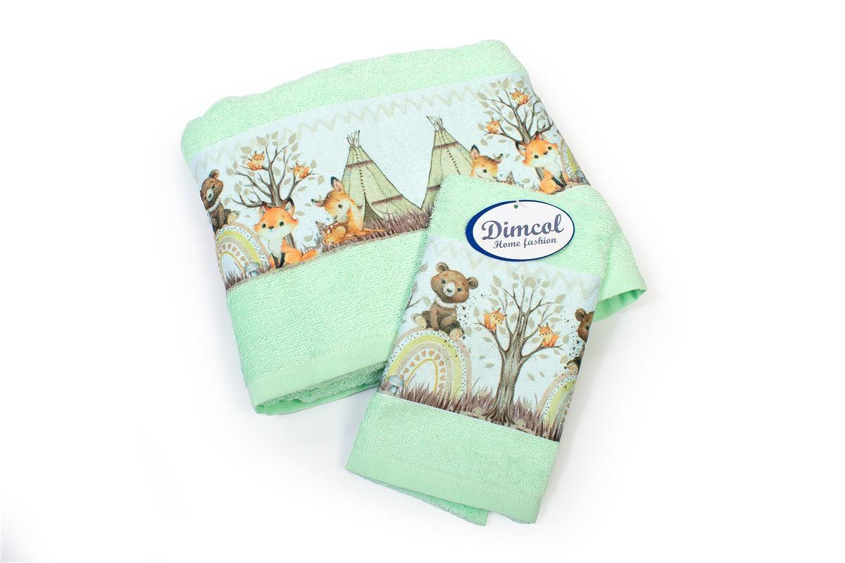 Σετ Βρεφικές Πετσέτες 2 Τεμαχίων Dimcol Forest Animals 337 30x50-70x140 Mint