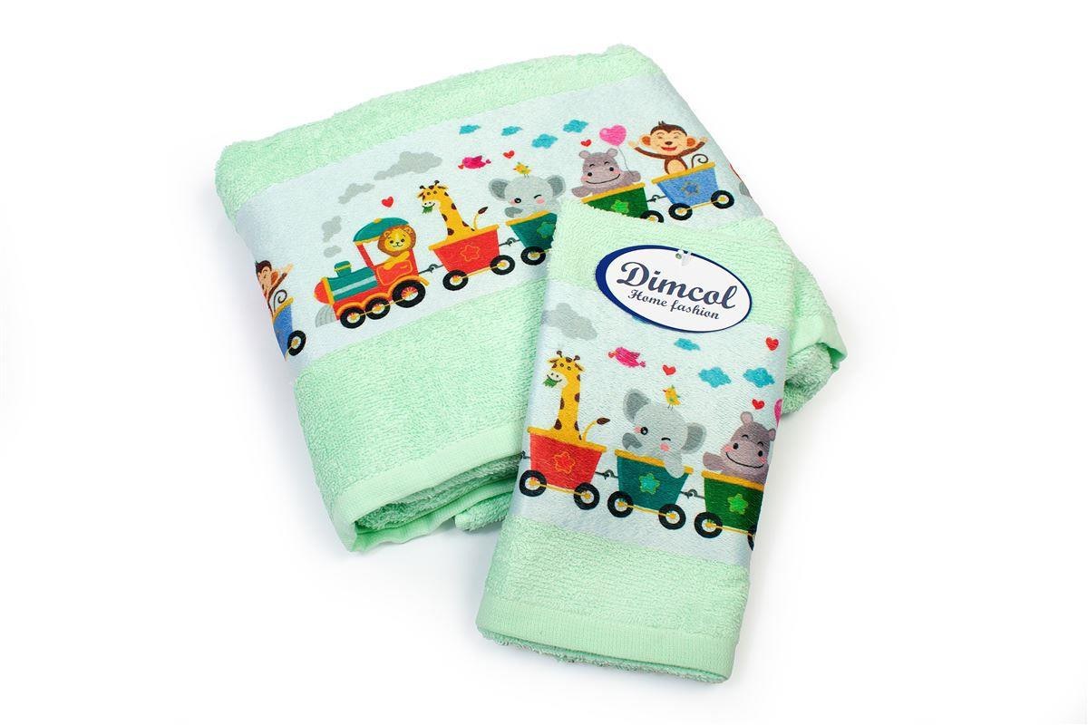 Σετ Βρεφικές Πετσέτες 2 Τεμαχίων Dimcol Train 348 30x50-70x140 Mint