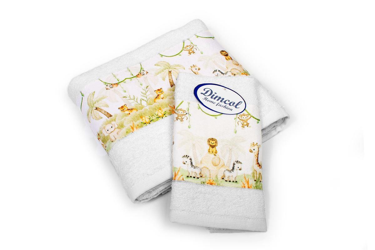 Σετ Βρεφικές Πετσέτες 2 Τεμαχίων Dimcol Jungle 350 30x50-70x140 White