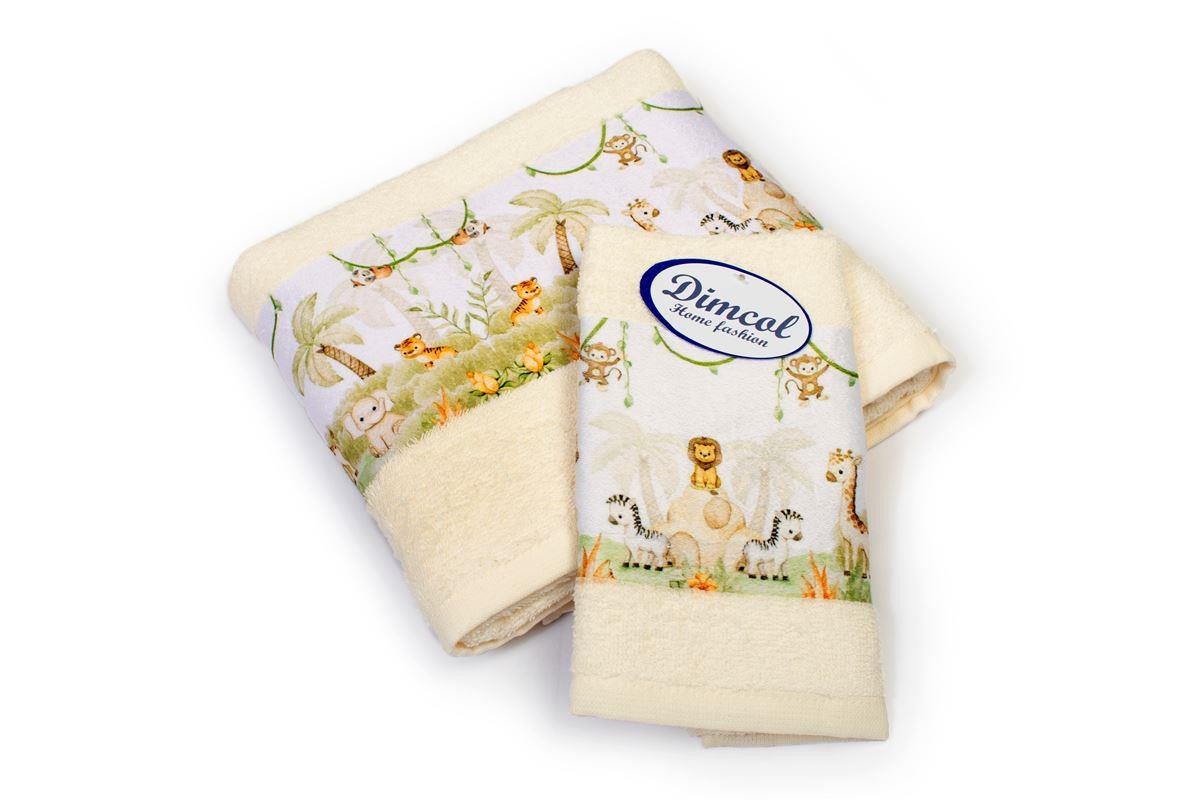 Σετ Βρεφικές Πετσέτες 2 Τεμαχίων Dimcol Jungle 351 30x50-70x140 Ecru