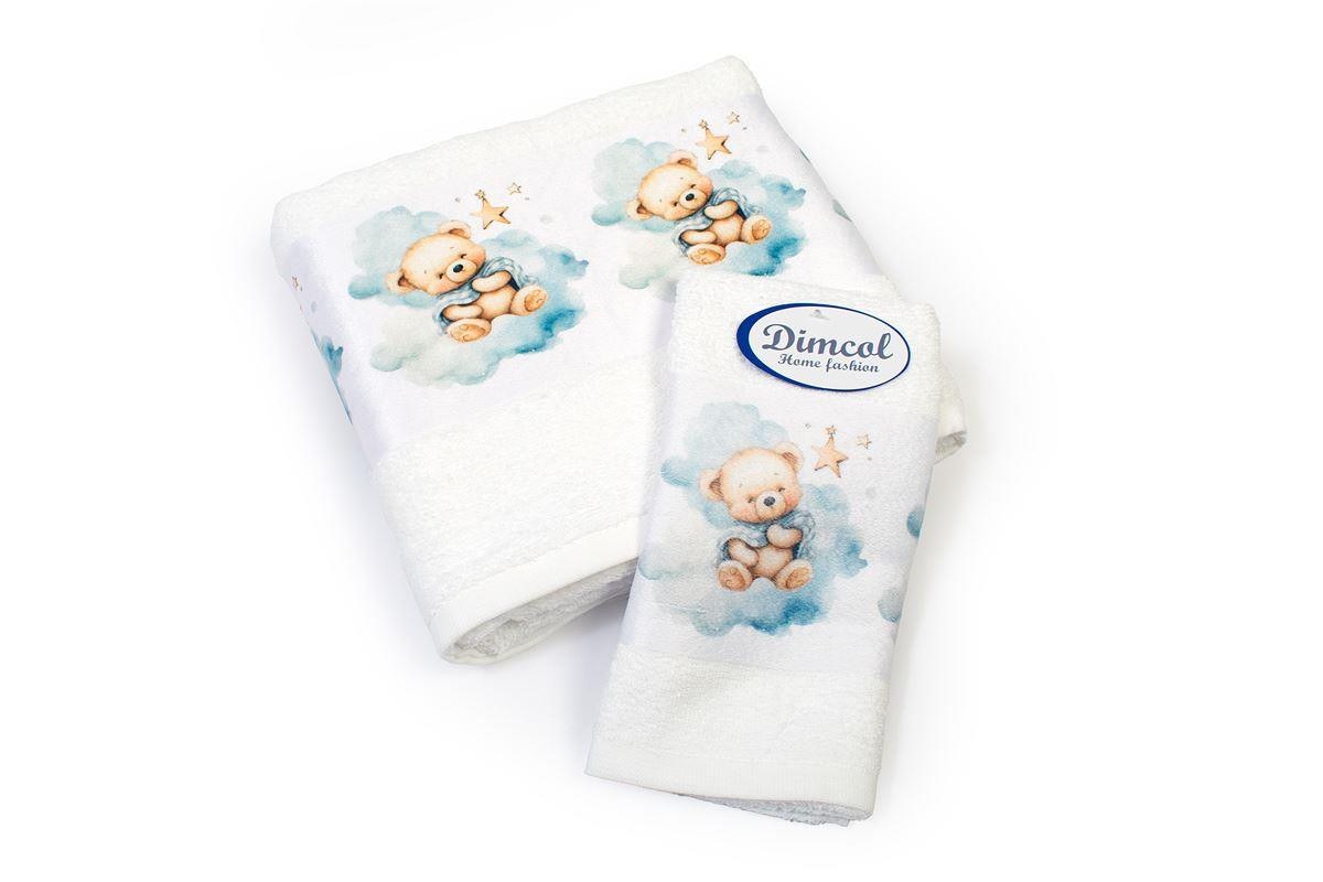 Σετ Βρεφικές Πετσέτες 2 Τεμαχίων Dimcol Cute Bear 302 30x50-70x140 White