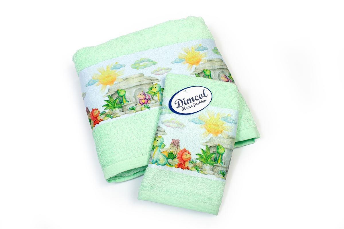 Σετ Βρεφικές Πετσέτες 2 Τεμαχίων Dimcol Dinosaurs 313 30x50-70x140 Mint