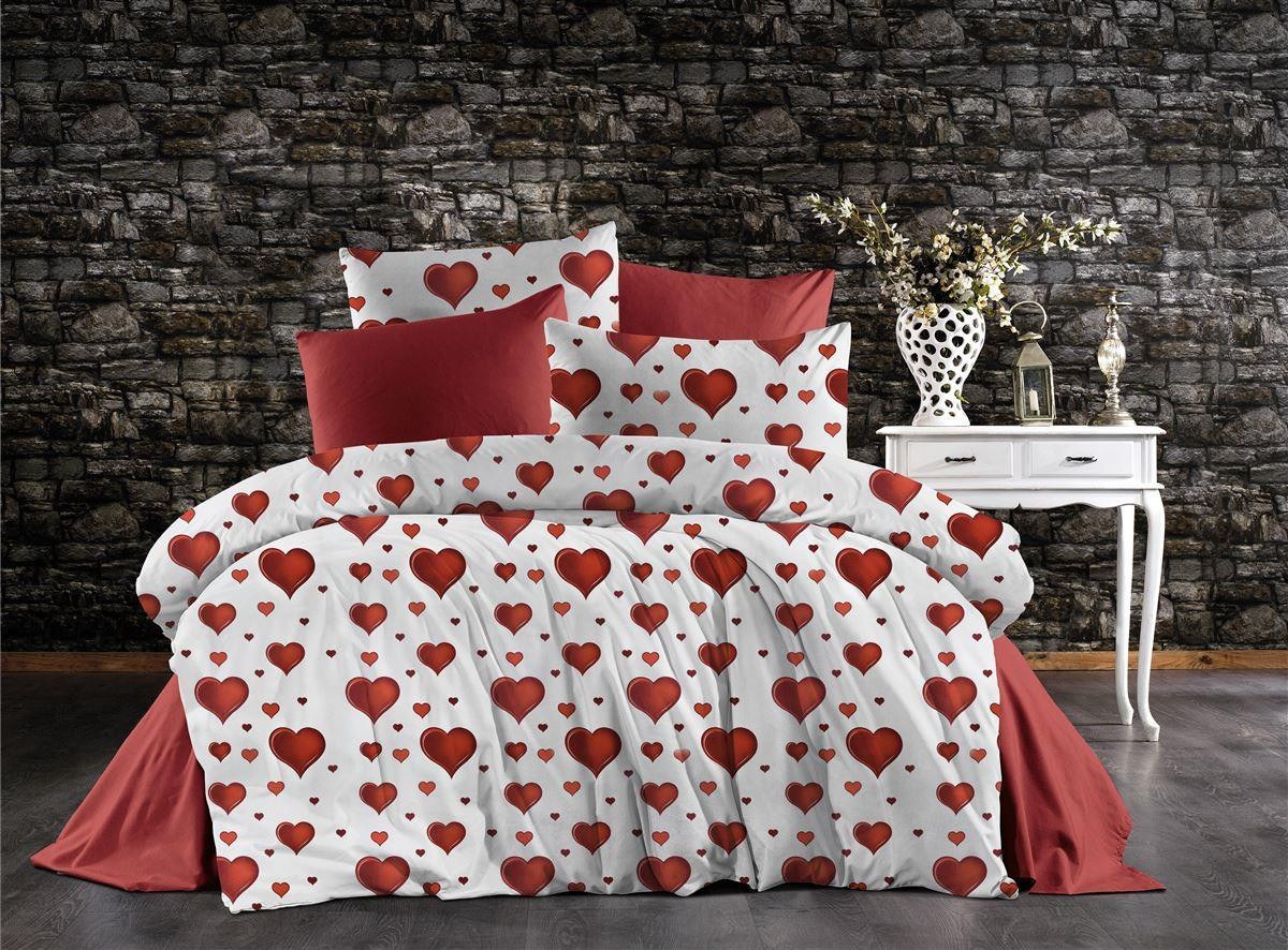 Σετ Σεντόνια King Size 4 Τεμαχίων Dimcol Πάθος 607 240x270 White-Red