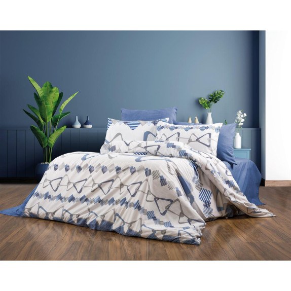 Παπλωματοθήκη Υπέρδιπλη Dimcol Δαρεία 489 220x240 White-Blue