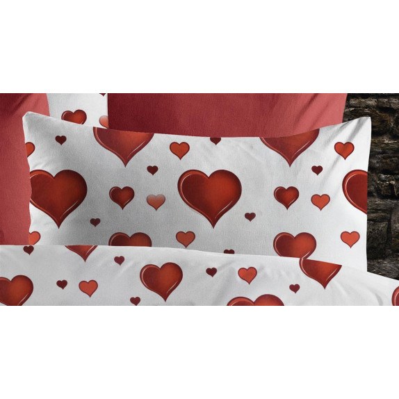 Μαξιλαροθήκη Dimcol Εμπριμέ Πάθος 607 50x70 White-Red
