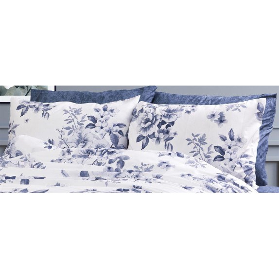 Μαξιλαροθήκη Dimcol Εμπριμέ Βερονίκη 486 50x70 White-Blue